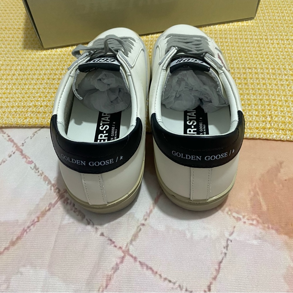 Golden Goose Style White Sneakers with Pink Glitter Star - Picture 5 of 6